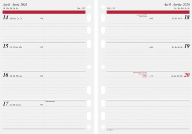 Kalender-Einlage für Zeitplaner "Timing 1", Wochenkalendarium