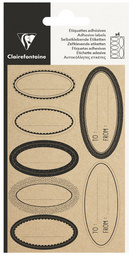 Etiquettes adhésives "Ovale kraft, noir