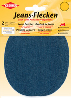 Patch thermocollant ovale pour jeans, bleu moyen