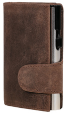 Geldbörse mit Kartenetui, braun / silber