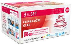 Frischhaltedose CLIP & CLOSE Glas, 3er Set, Verpackung