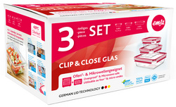 Frischhaltedose CLIP & CLOSE Glas, 3er Set, Verpackung