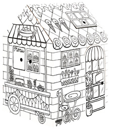 Spielhaus Candy Shop / Restaurant, aus Wellpappe