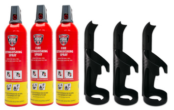 Spray extincteur "STOP FIRE" + 3 supports fixation