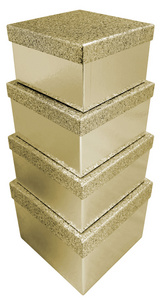 Set de boîtes cadeaux "Pailleté or", 4 pièces