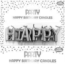 Set bougies d'anniversaire "Happy Birthday", argent