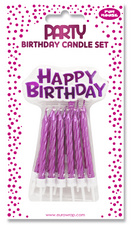 Bougies d'anniversaire "Happy Birthday", rose
