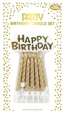 Bougies d'anniversaire "Happy Birthday", or
