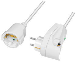 Schutzkontakt Stromverlängerungskabel, mit Durchgangsstecker