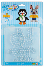Plaques pour perles à repasser maxi "Pingouin, lapin", sous blister