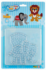 Plaques pour perles à repasser maxi "Lion, petit éléphant", sous blister