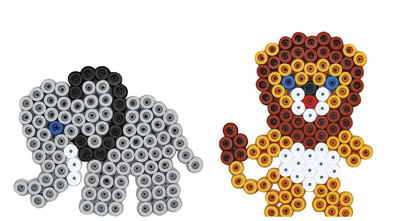 Visuel de référence : utilisation des perles à repasser maxi "Lion, petit éléphant"