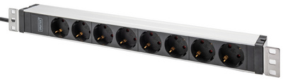 19" Steckdosenleiste, 1 HE, 8-fach