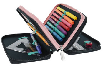 Schüleretui TriCase "Fancy Peacock", offen