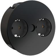 Einbausteckdoseneinheit TWIST, 2-fach, schwarz matt