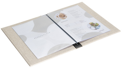 Speisekarten-Mappe LEINEN, beige - Innenansicht