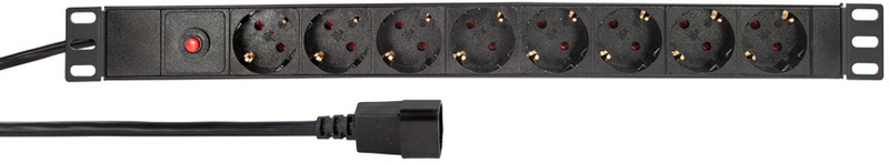 19" Steckdosenleiste mit Kaltgerätestecker & Überspannungsschutz