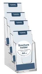 Tisch-Prospekthalter, 1/3 A4 hoch - 4 Fächer