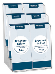 Tisch-Prospekthalter, 1/3 A4 hoch - 6 Fächer