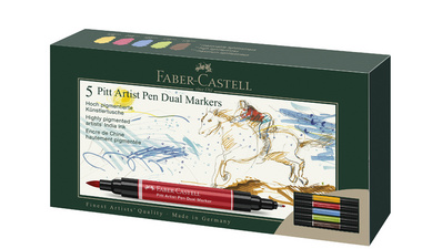 Tuschestift PITT artist pen Dual Marker, 5er Kartonetui