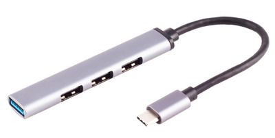 Hub USB-A 3.0, 4 connexions, corps aluminium