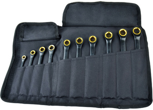 Jeu de clés mixtes à fourche à cliquet, 10 pièces dans un sac
