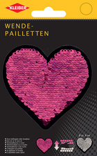 Wendepailletten Herz, pink-silber