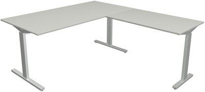 Visuel de référence: bureau "Form 2" avec extension, gris clair