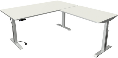 Symbolbild: Sitz-/Steh-Schreibtisch mit Anbau "Move Professional", weiß