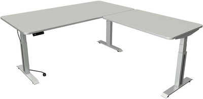 Symbolbild: Sitz-/Steh-Schreibtisch mit Anbau "Move Professional", lichtgrau
