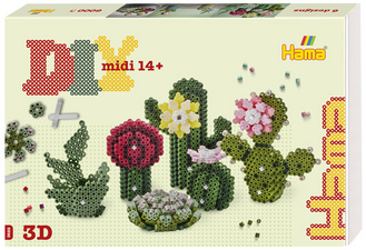 Perles à repasser midi Art "Succulentes", coffret cadeau, 3D