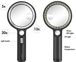 Lupe mit Griff, UV- & LED-Licht