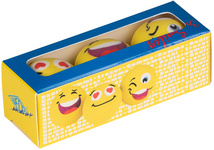 Gomme en plastique balle "SMILEY", set de 3