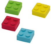 Gomme en plastique brique "BRICKY", set de 4