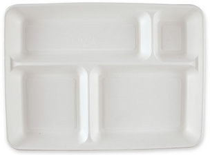 Plateau repas en canne à sucre, 4 compartiments