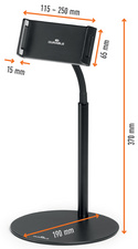 Support de table pour tablette TWIST TABLE, dimensions