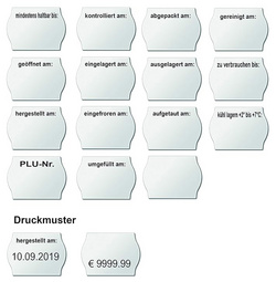 Druckmuster - vordefinierte Texte