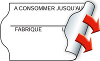 Etiquette pré-imprimée, 32 x 19 mm, "A consommer jusqu'au / fabriqué le ..."