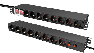19" Steckdosenleiste mit Überspannungsschutz, 1 HE, 16-fach
