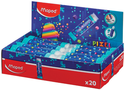 Gomme en plastique PIXEL PARTY, présentoir de 20