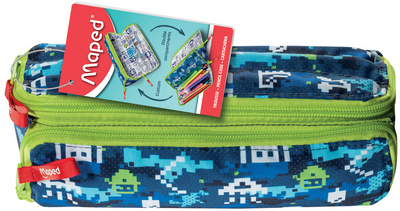 Doppel-Schlamper-Etui XXL FANCY "BLUE PIXEL"