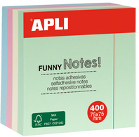 Cube de notes adhésives "FUNNY Notes!", 75 x 75 mm, couleurs pastel