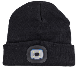 Strickmütze mit LED-Licht, schwarz
