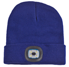 Strickmütze mit LED-Licht, blau