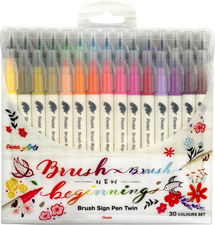 Feutre pinceau bi-pointe Brush Sign Pen Twin, étui de 30