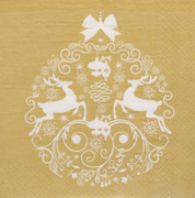 Weihnachts-Motivservietten "Deers Couple", gold