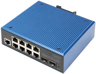 Industrial Gigabit Ethernet PoE Switch, 8+2 Ports, L2 managed