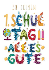 Schulanfangs-Grußkarte "Alles Gute"
