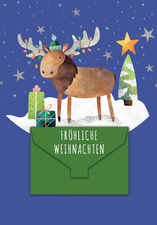Geldschein-Weihnachtskarte "Elch"