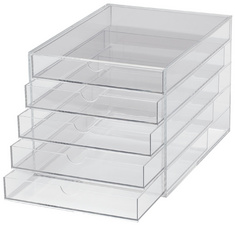 Acryl-Schubladenbox, 5 Schübe, offen